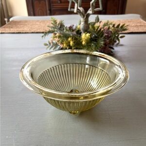 1940’s Golden Glow Yellow Ribbed Federal Glass Mixing Bowl 10.5” W x 4.75” Depth